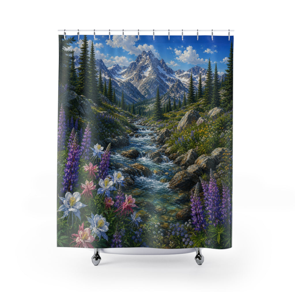 Rocky Mountain Wild Creek Shower Curtain