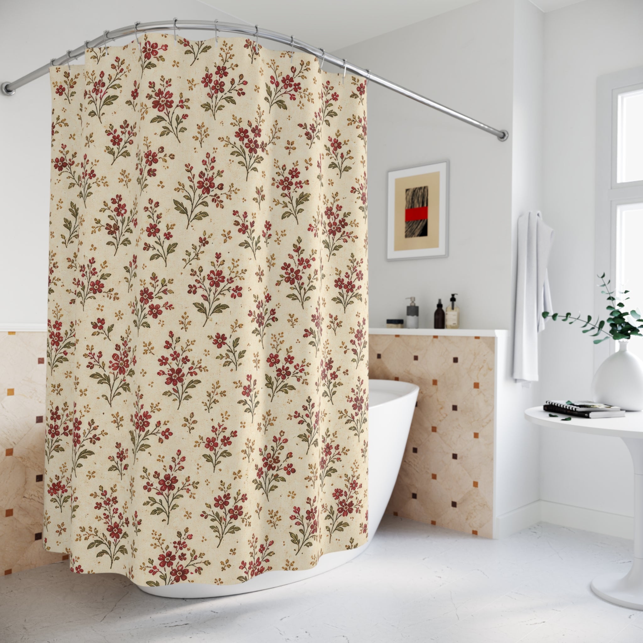 Tiny Country Ditsy Flower Shower Curtain