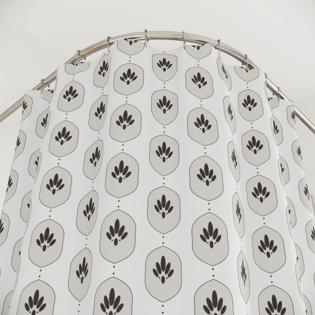 Charcoal & White Damask Shower Curtain – Modern Ogee