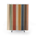 Tan Gray Rust Vertical Stripe Shower Curtain
