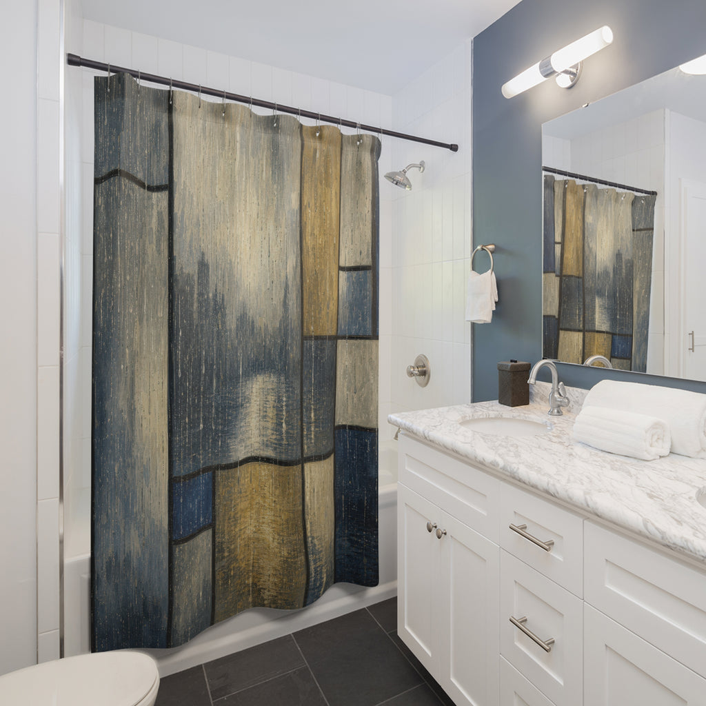Rain Window Block Print Shower Curtain
