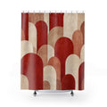 Geometric Arch Red and White Shower Curtain
