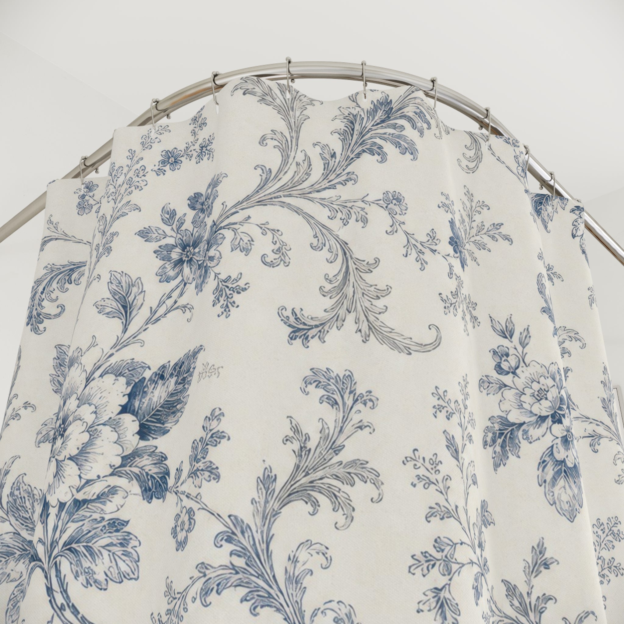 Blue Floral Botanical Shower Curtain
