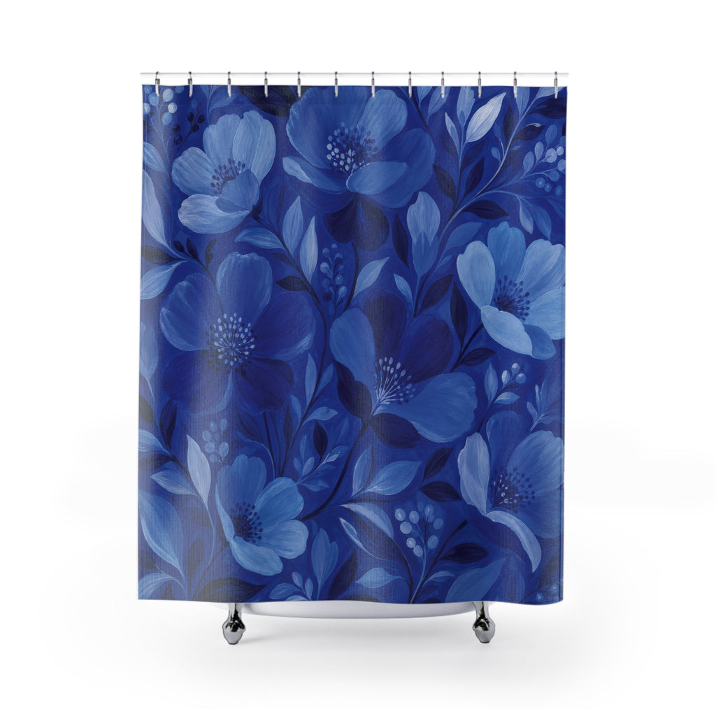 Blue Floral Shower Curtain