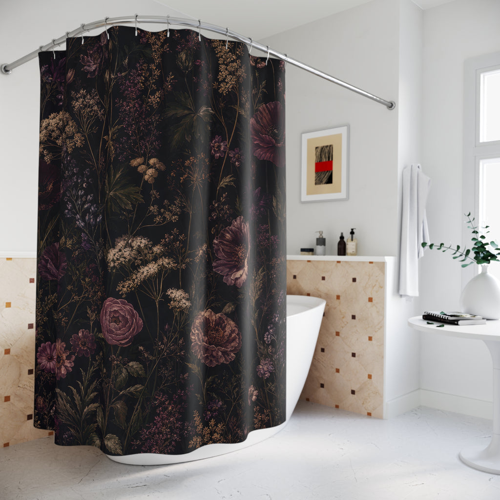 Dark Wildflower Shower Curtain