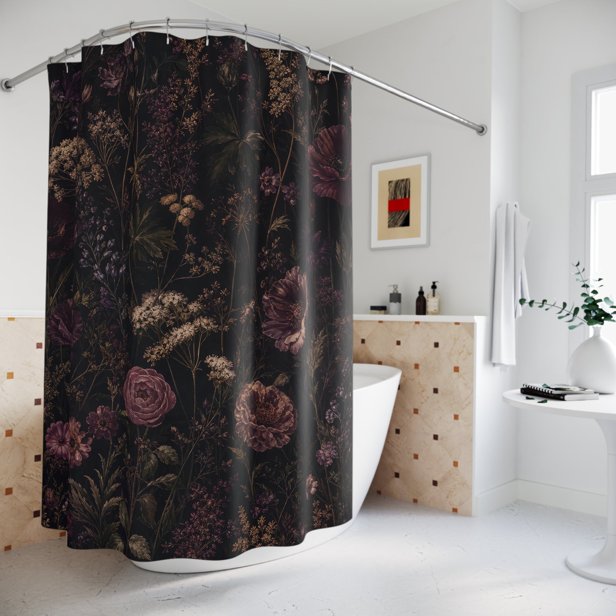 Dark Wildflower Shower Curtain