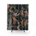 Black Gold Art Deco Dancing Pigeons Shower Curtain
