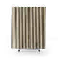 Striped Shower Curtain, Brown Beige Pinstripe Bath Decor, Dense Cream Vertical Line Pattern, Tailored Neutral Guest Bathroom Style