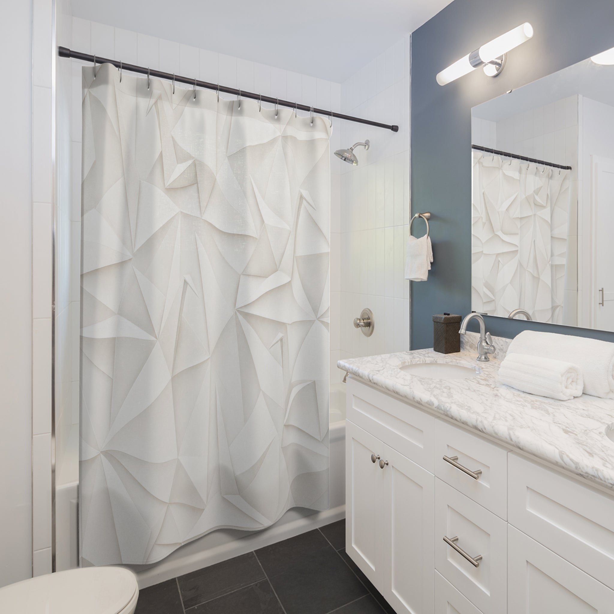White Origami Shower Curtain