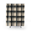 Black Cream Farmhouse Check Shower Curtain