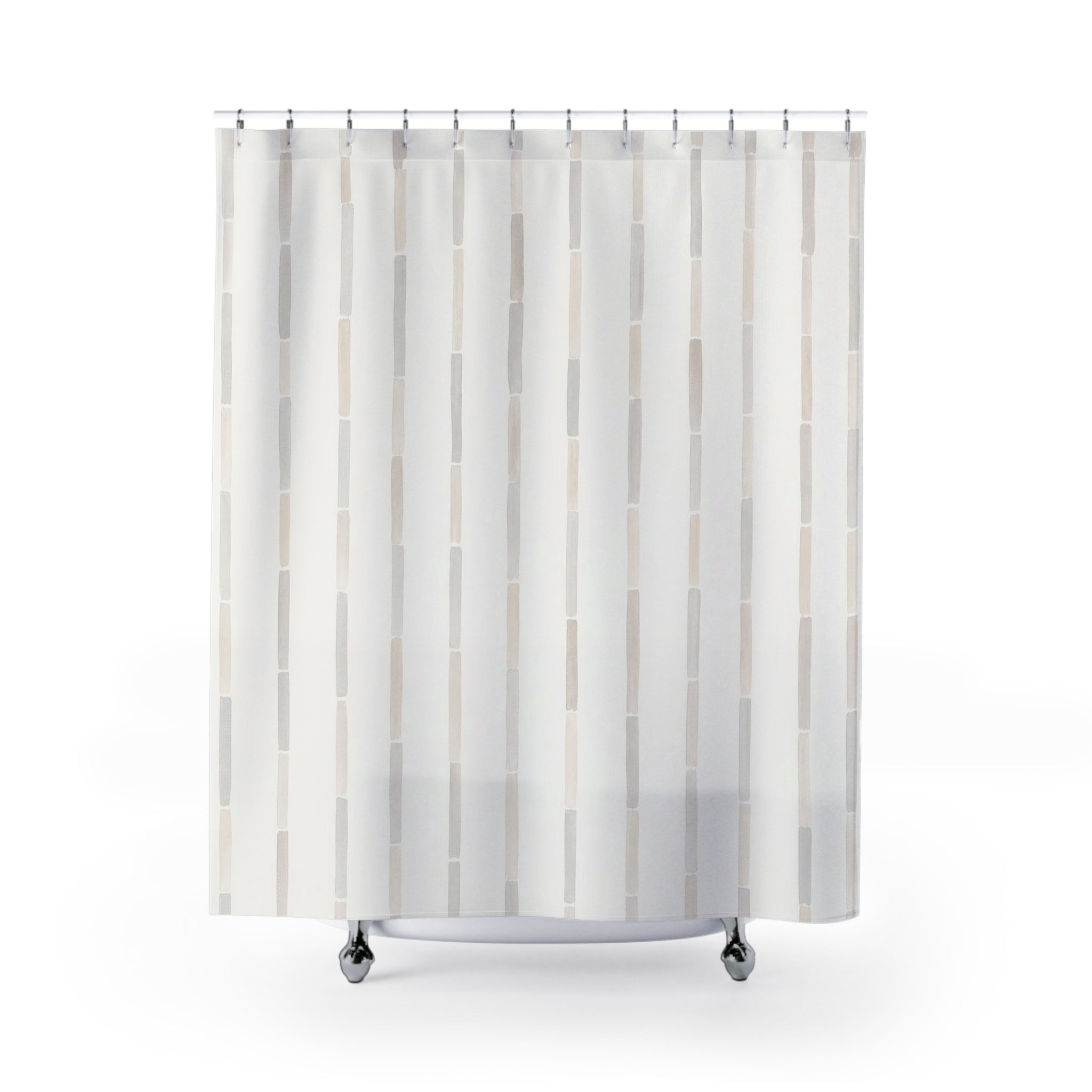Broken Beige Gray Dash Stripe Shower Curtain