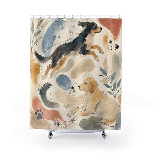 Animal decorative printed shower curtain with full front view