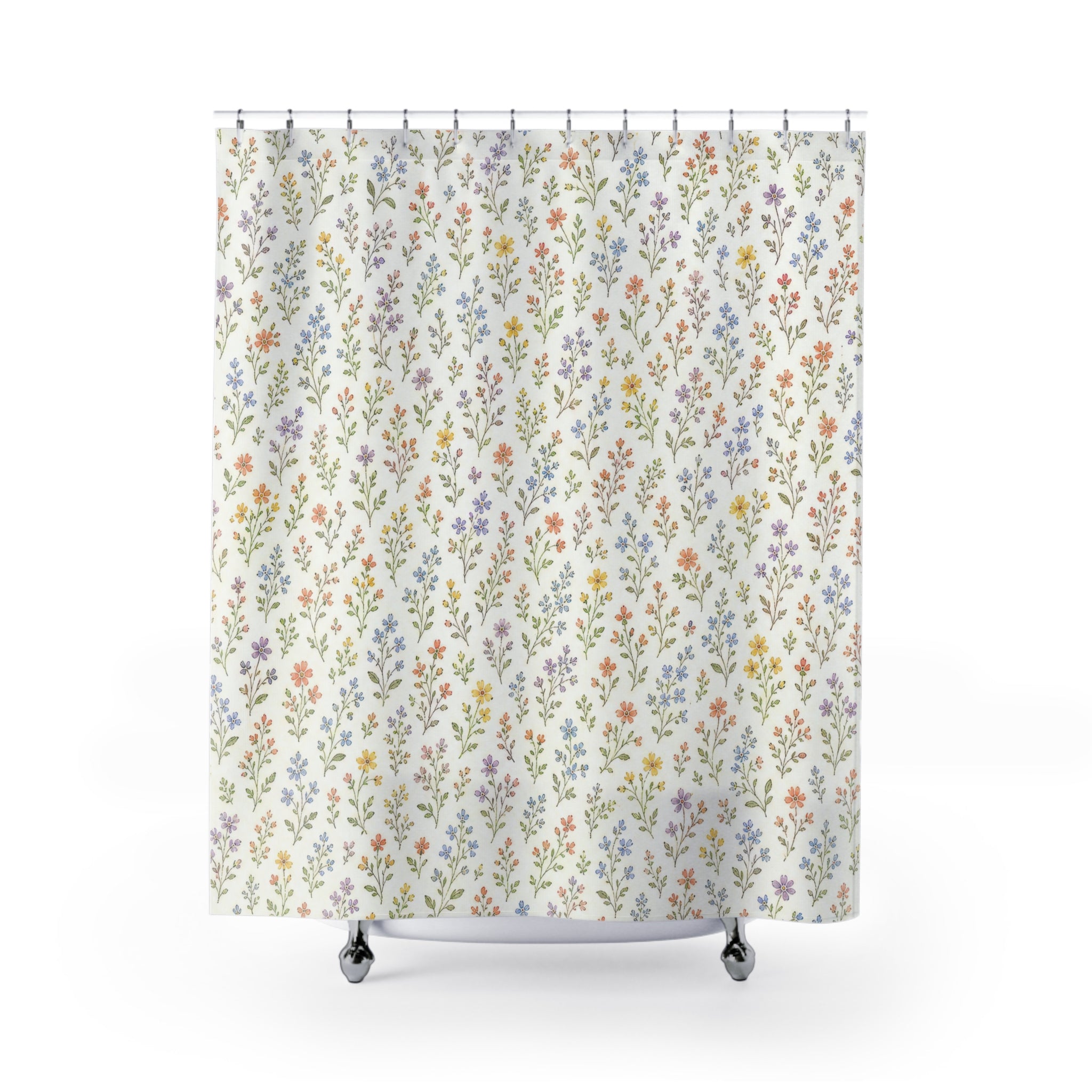 Multicolor Ditsy Wildflower Shower Curtain