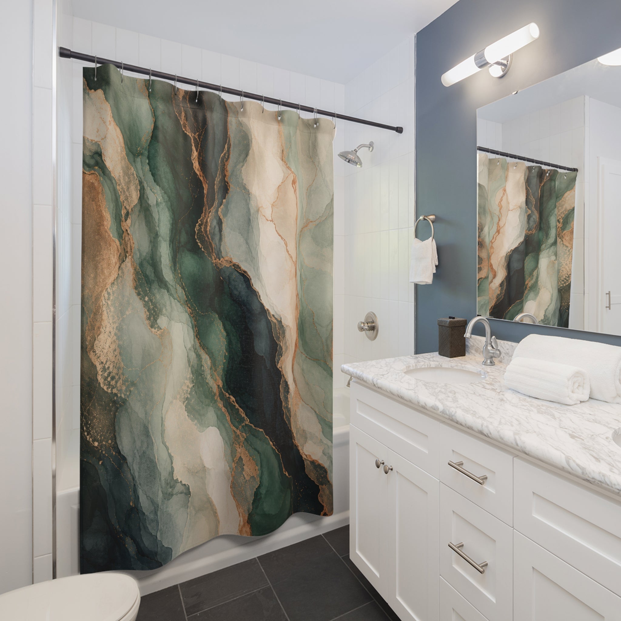 Emerald Abstract Shower Curtain