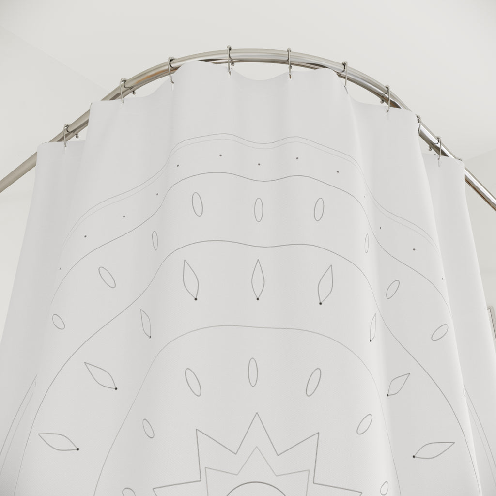 Line Art Mandala Shower Curtain – Charcoal on White