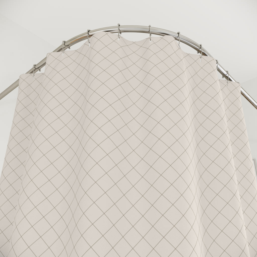 Farmhouse Diamond Lattice Shower Curtain – Brown on Cream