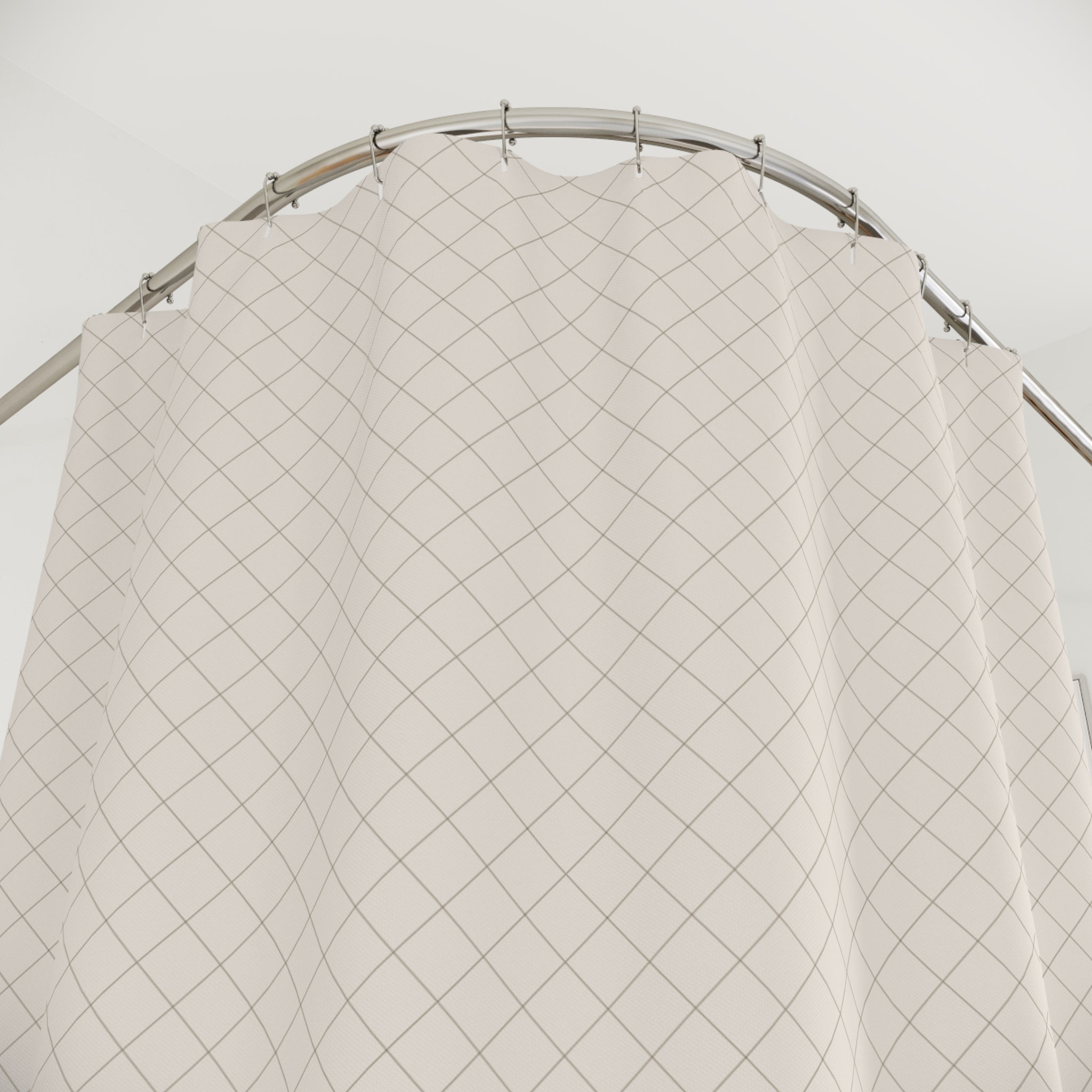 Farmhouse Diamond Lattice Shower Curtain – Brown on Cream