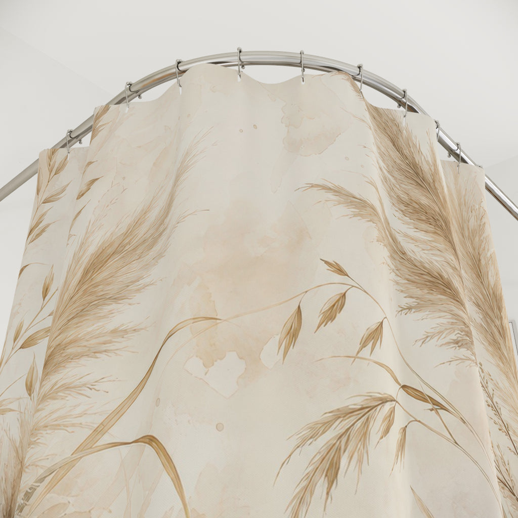 Oat Grass Canopy Beige Botanical Shower Curtain