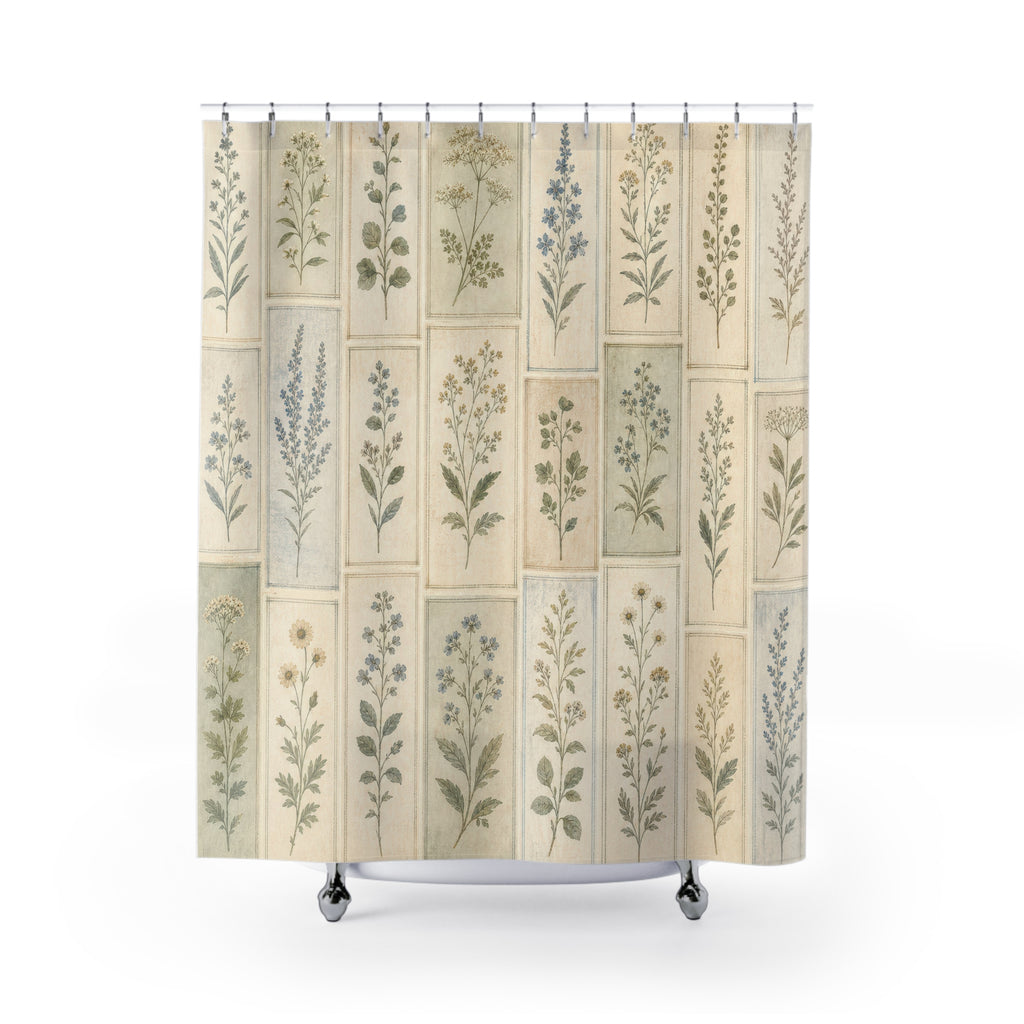 Botanical Panel Farmhouse Shower Curtain