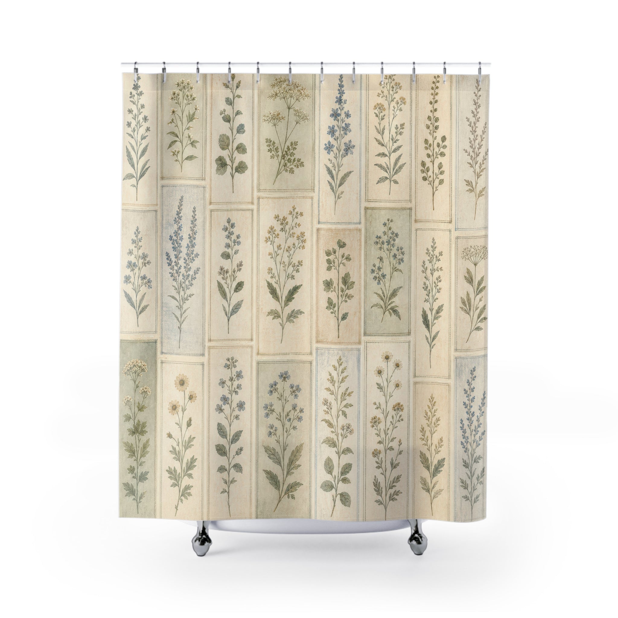 Botanical Panel Farmhouse Shower Curtain