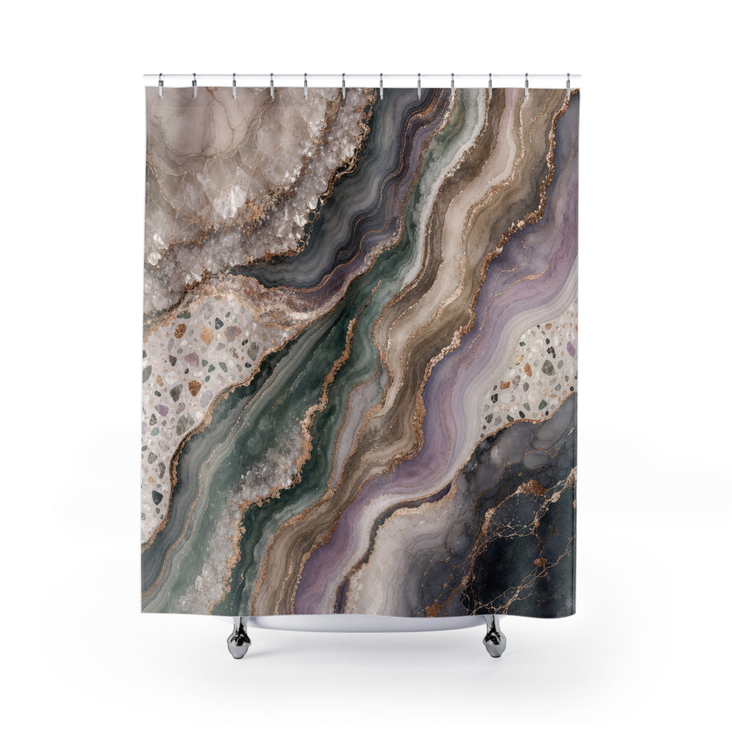 Grey Green Marble Stone Shower Curtain