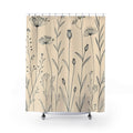 Black Cream Wildflower Stem Shower Curtain
