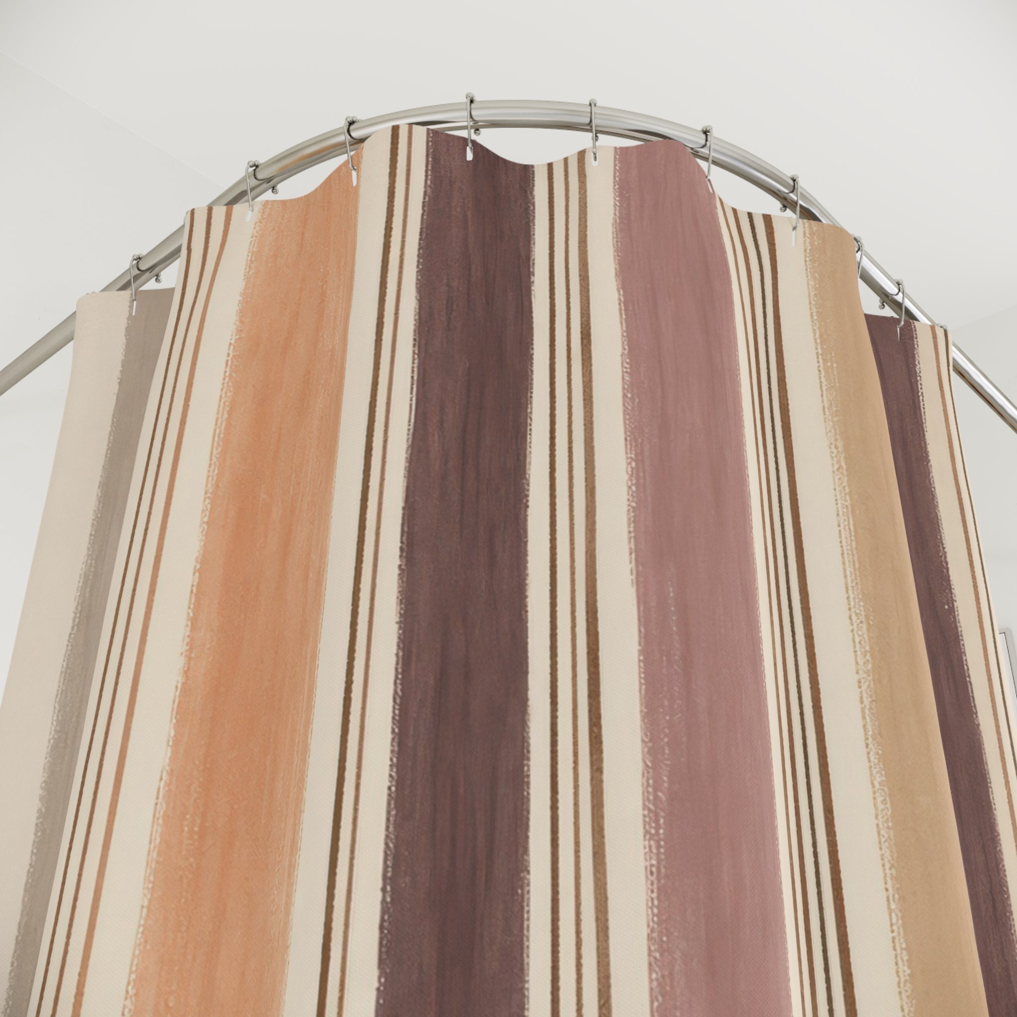 Mauve Taupe Beige Watercolor Stripe Shower Curtain