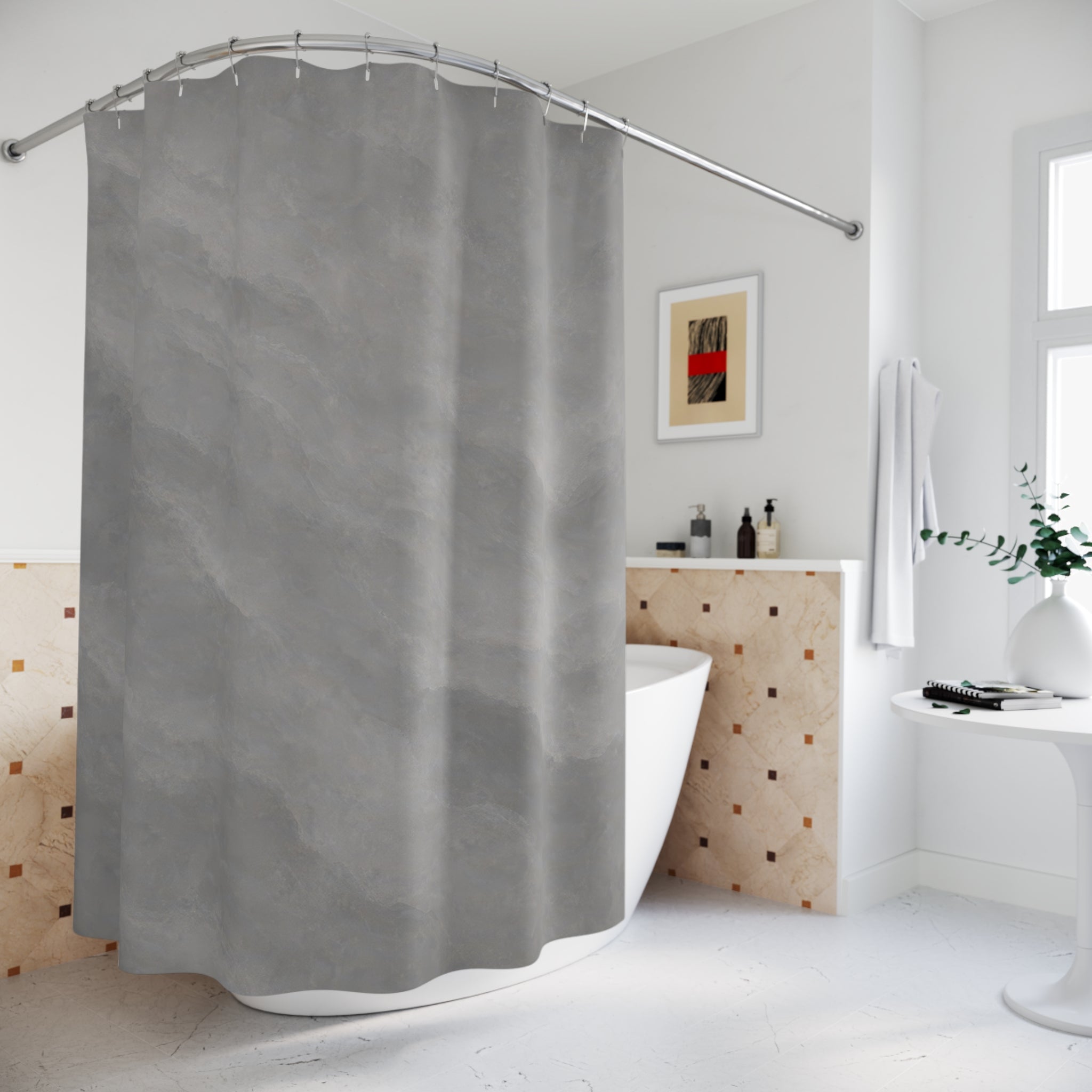 Abstract Watercolor Gray Shower Curtain
