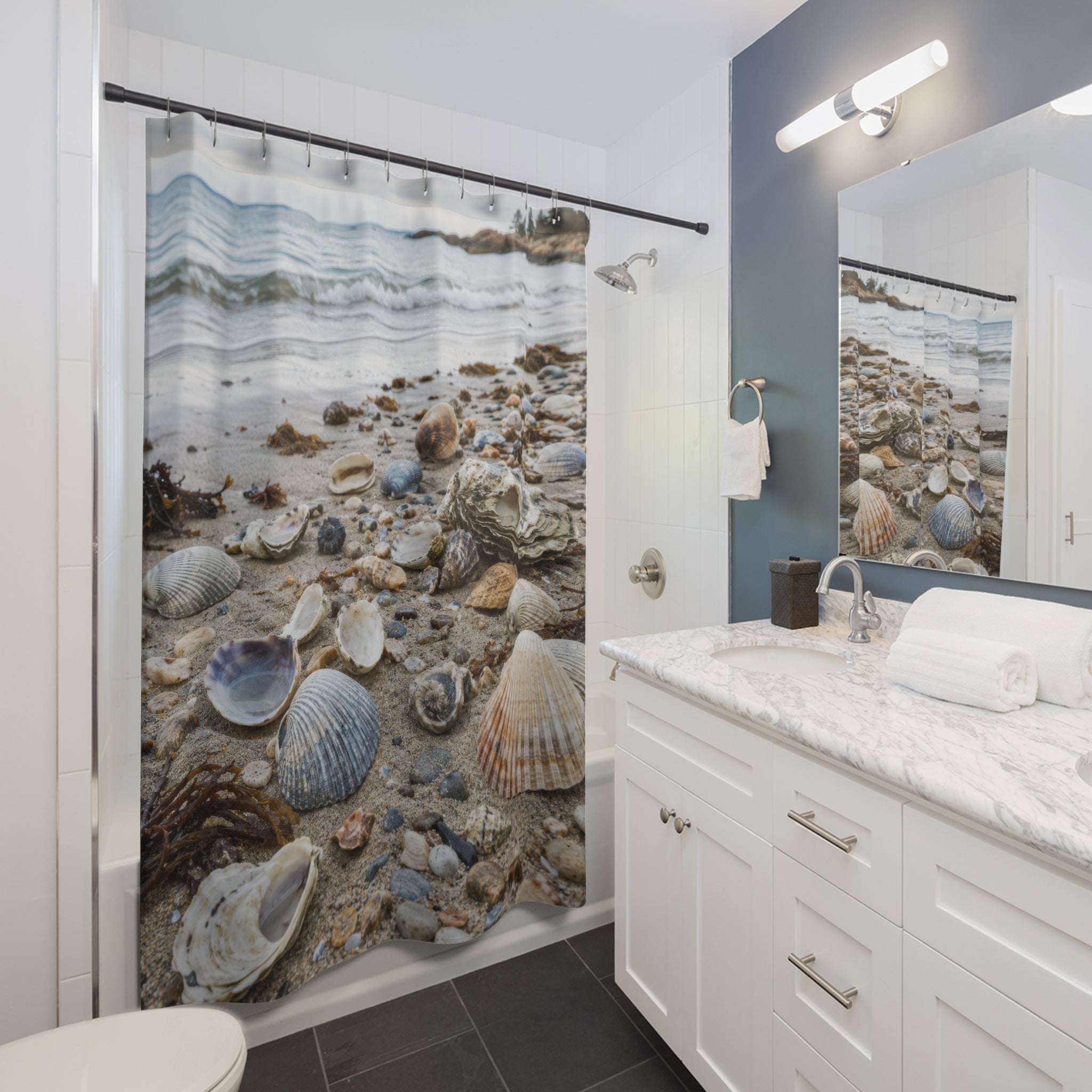Maine Beach Shells Shower Curtain
