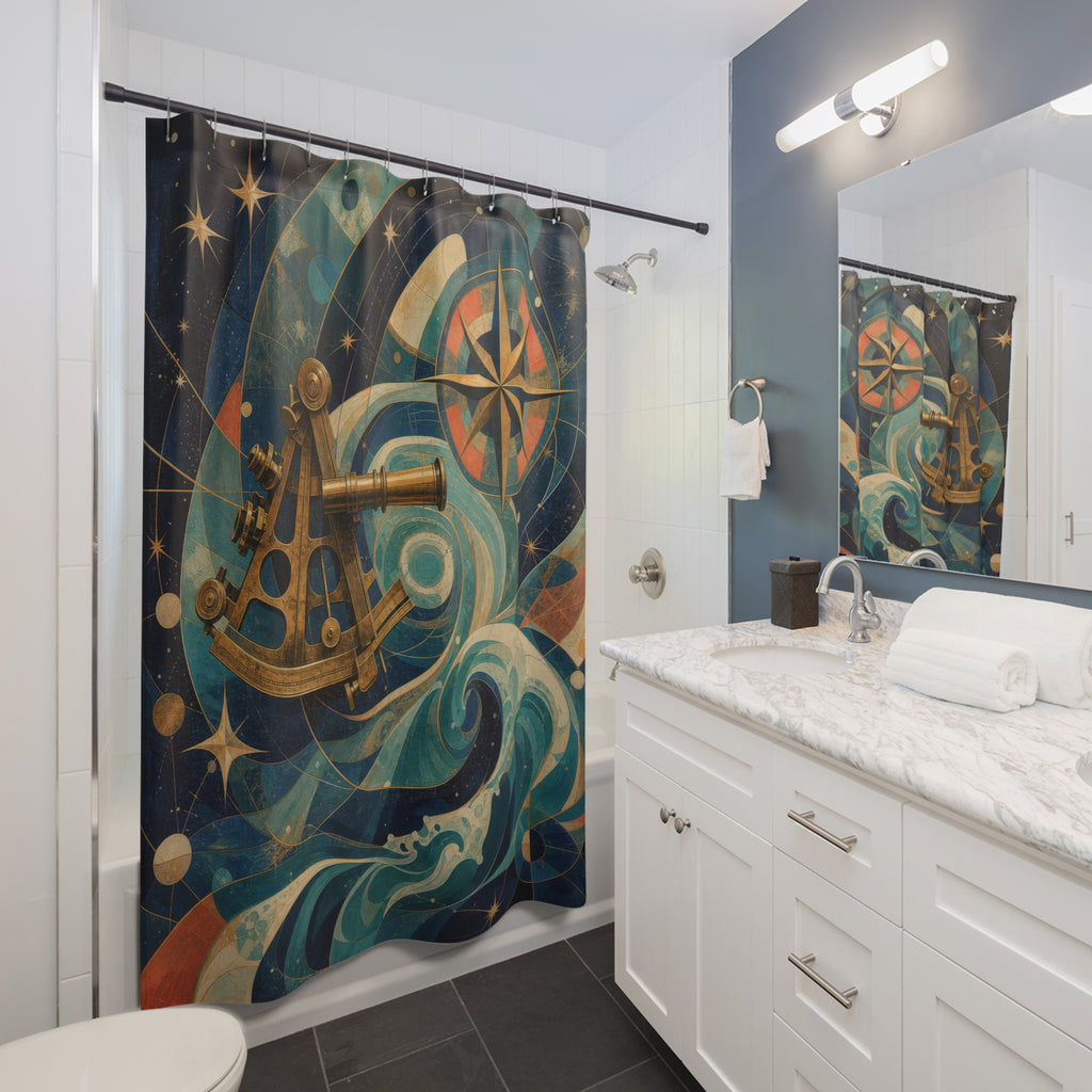 Nautical Navigation Artistic Shower Curtain