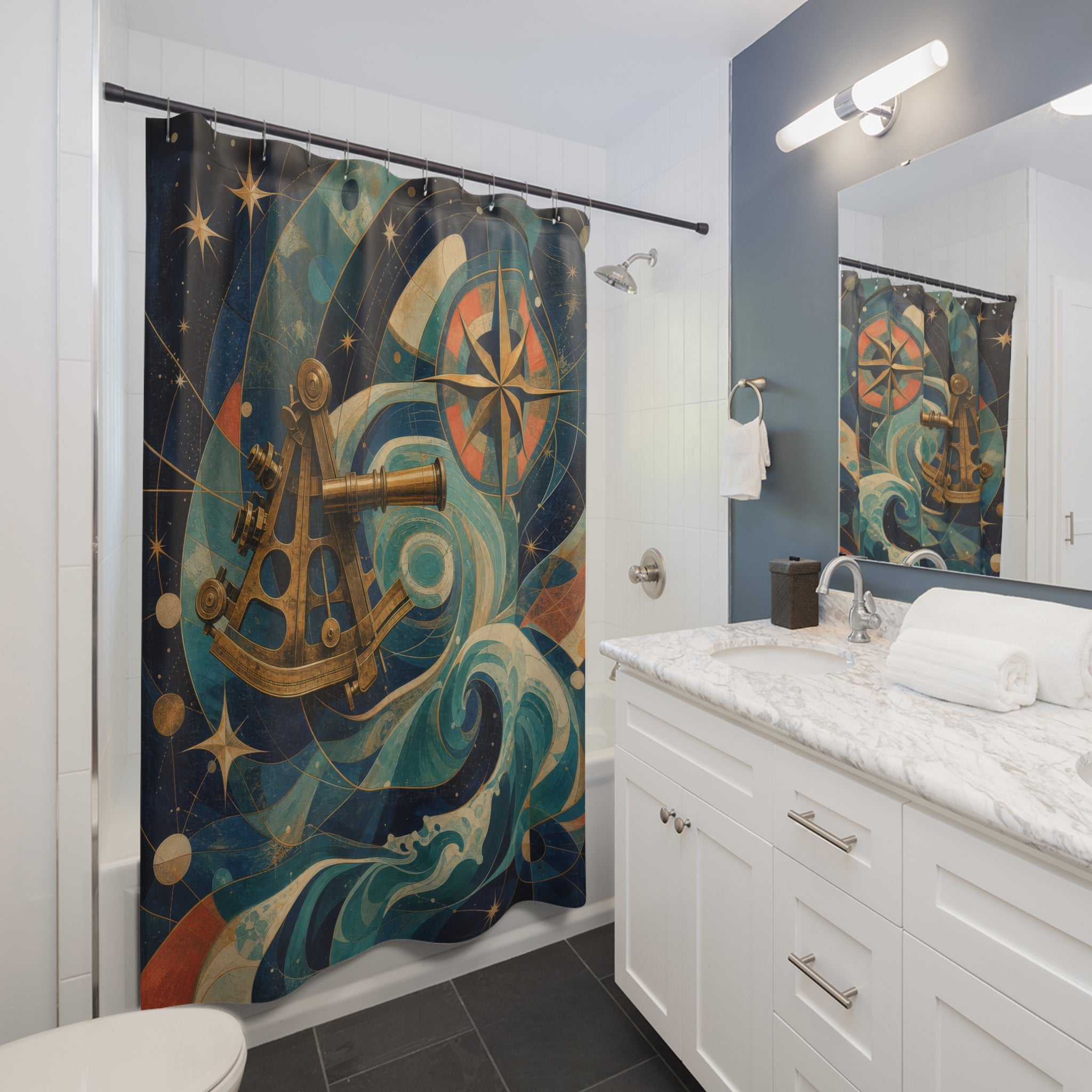 Nautical Navigation Artistic Shower Curtain