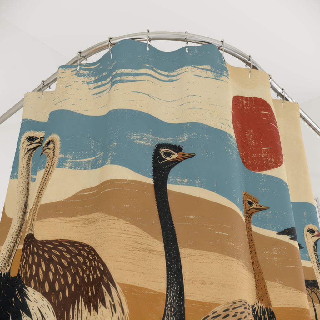 Graphic Ostrich Flock Shower Curtain