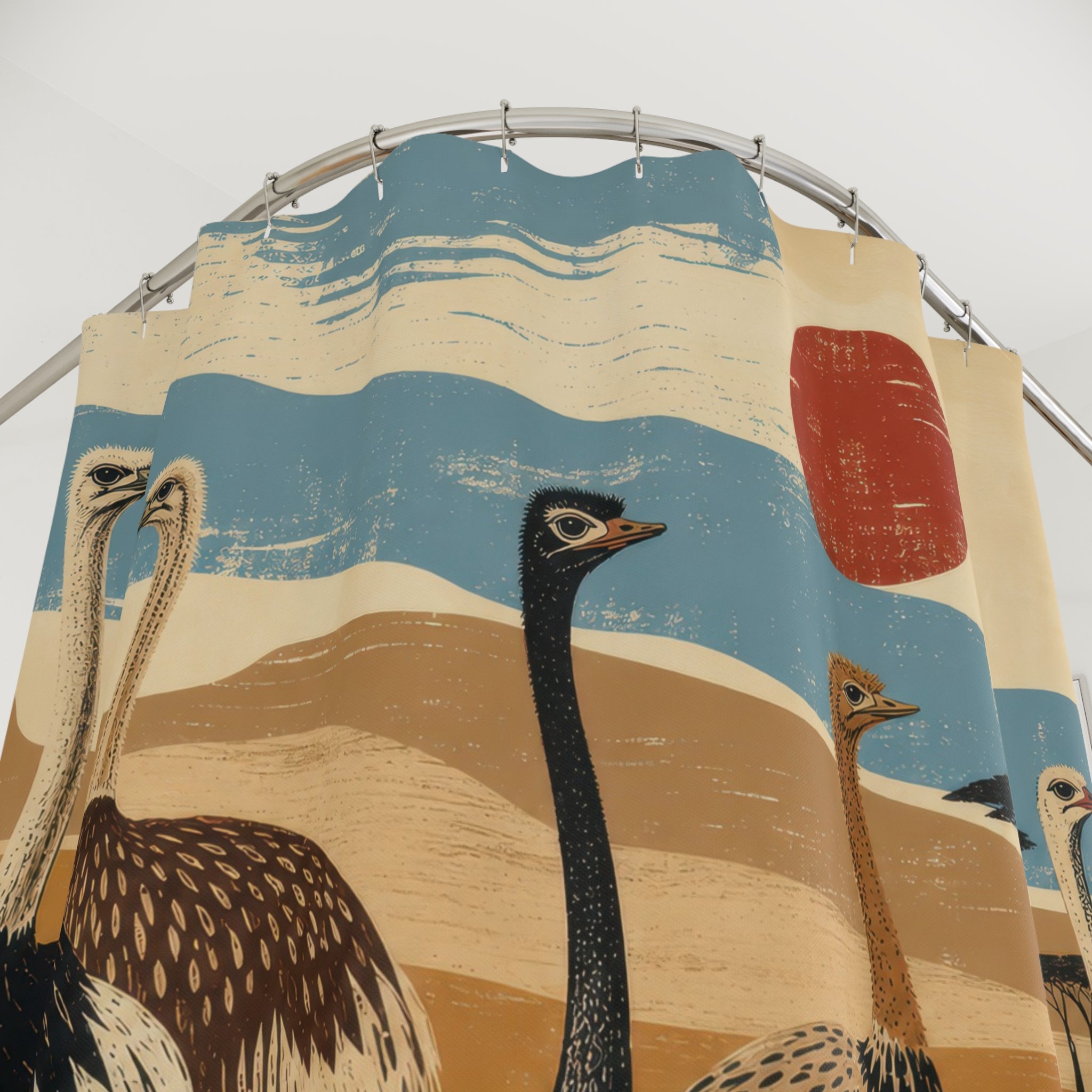 Graphic Ostrich Flock Shower Curtain