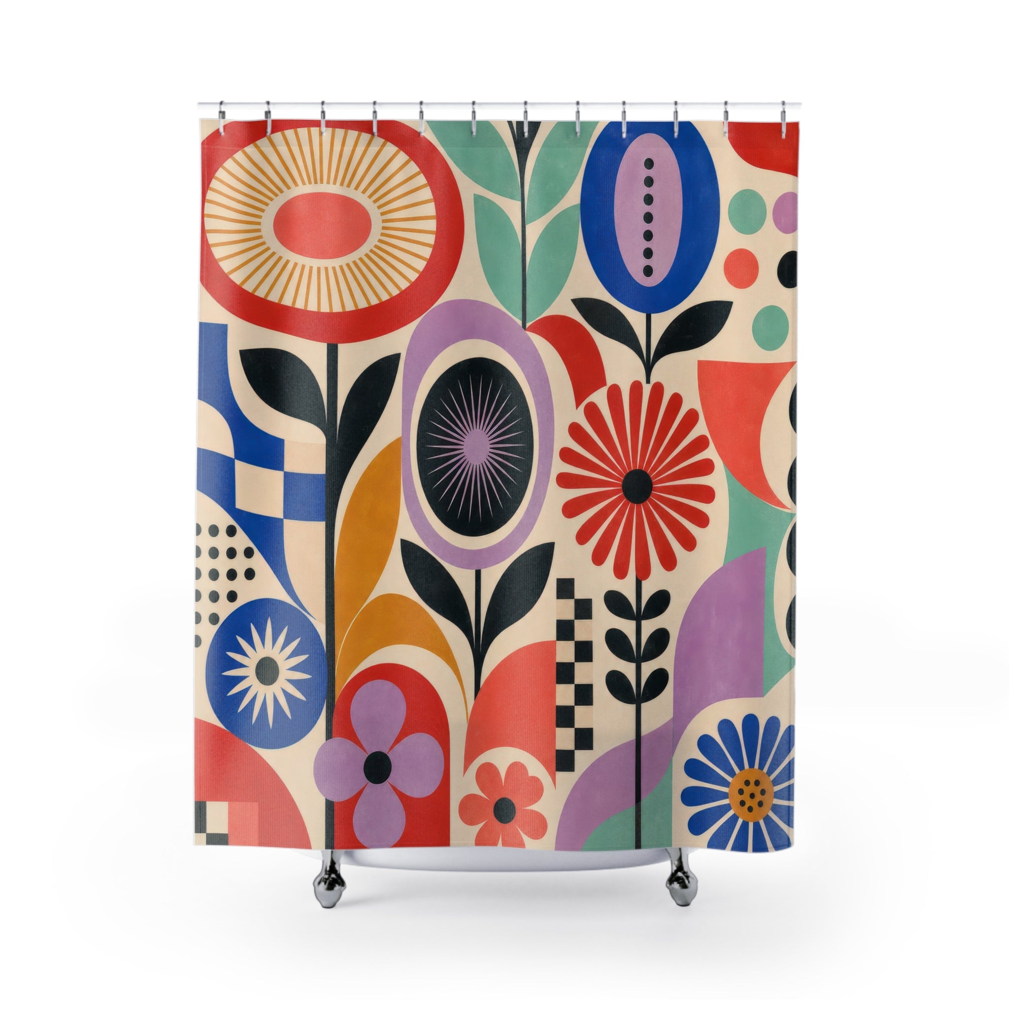 Colorful Folk Floral Shower Curtain