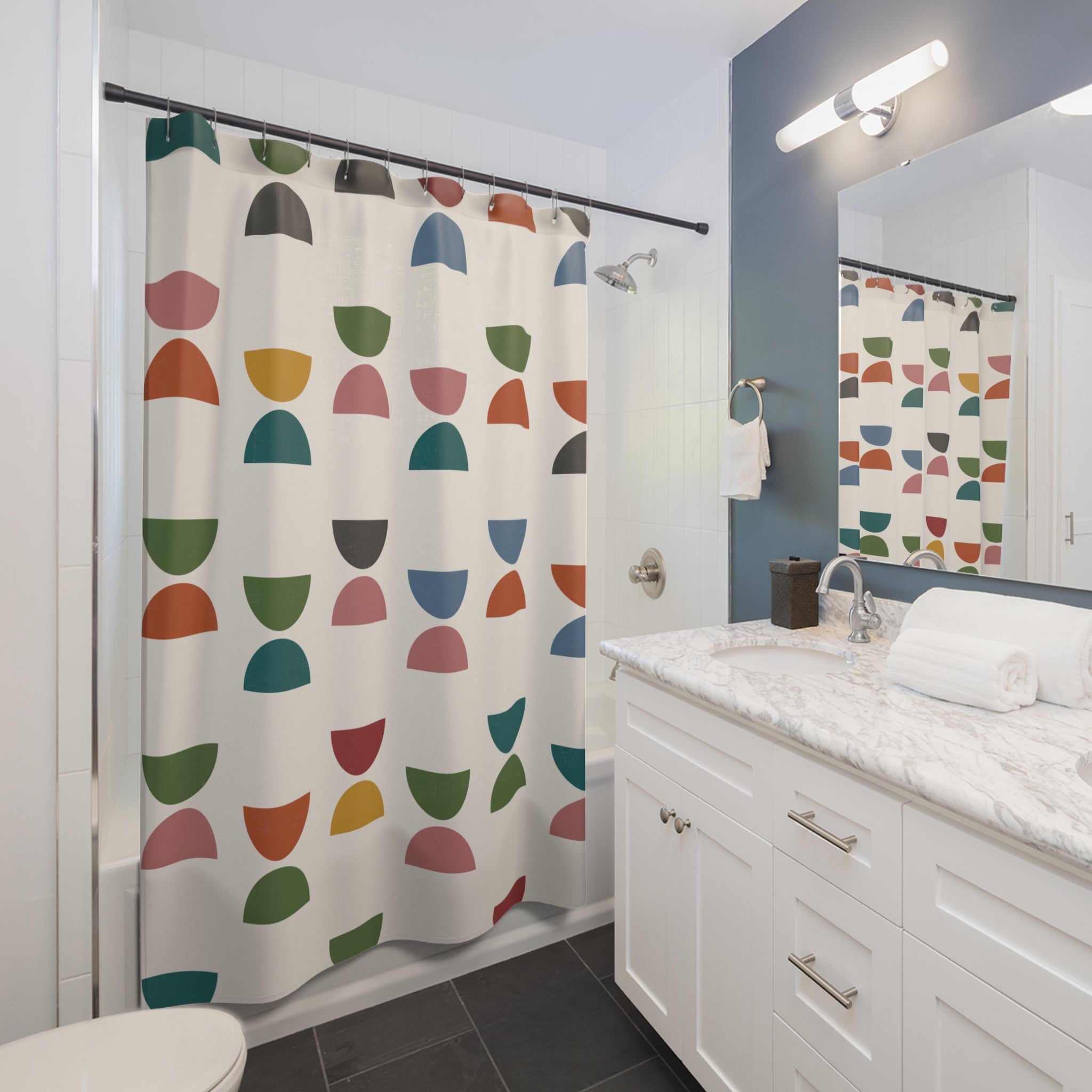 Mid Century Half Moon Shower Curtain — Retro Color