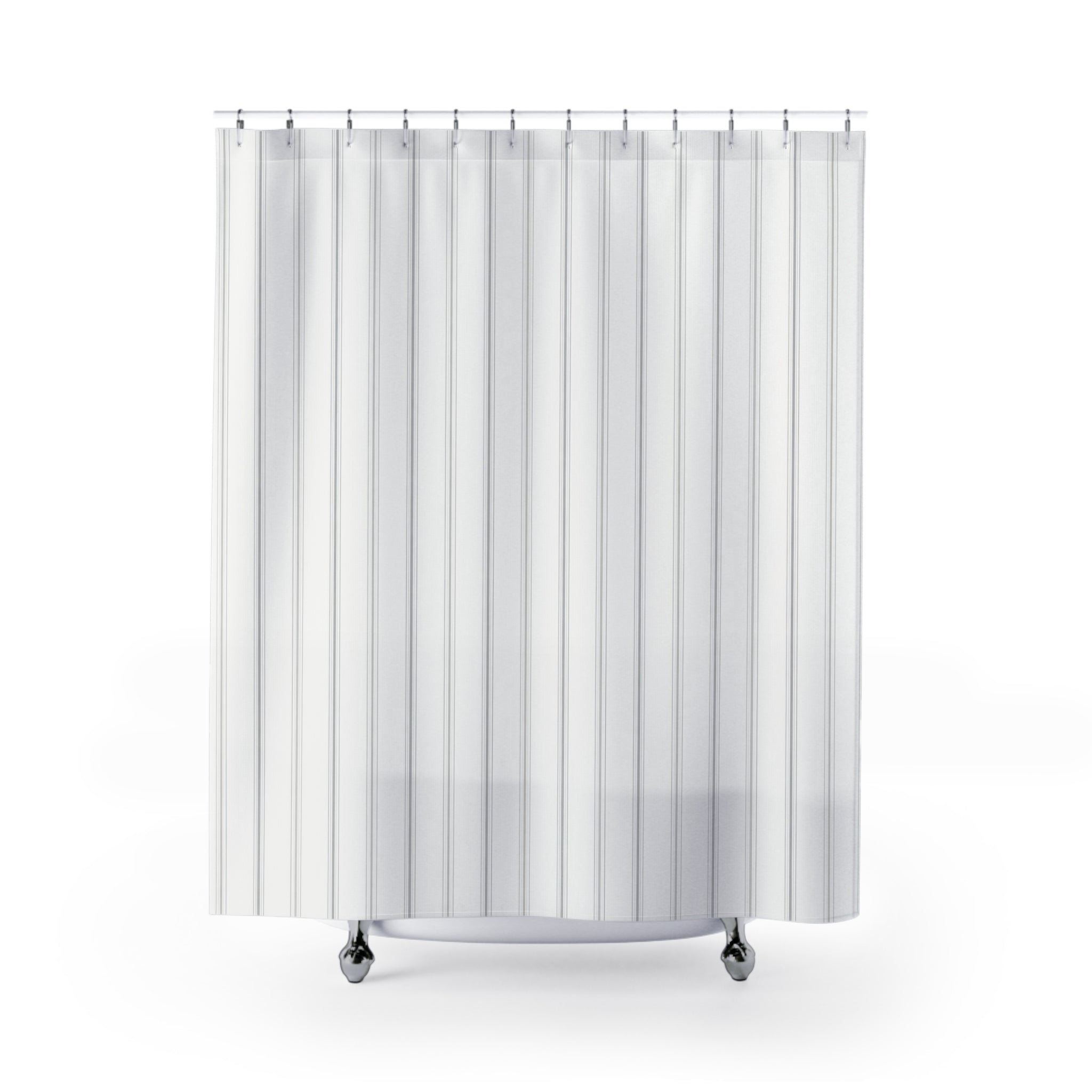 Beige Cream Close Pinstripe Shower Curtain