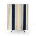 Navy Blue Cream Pinstripe Shower Curtain