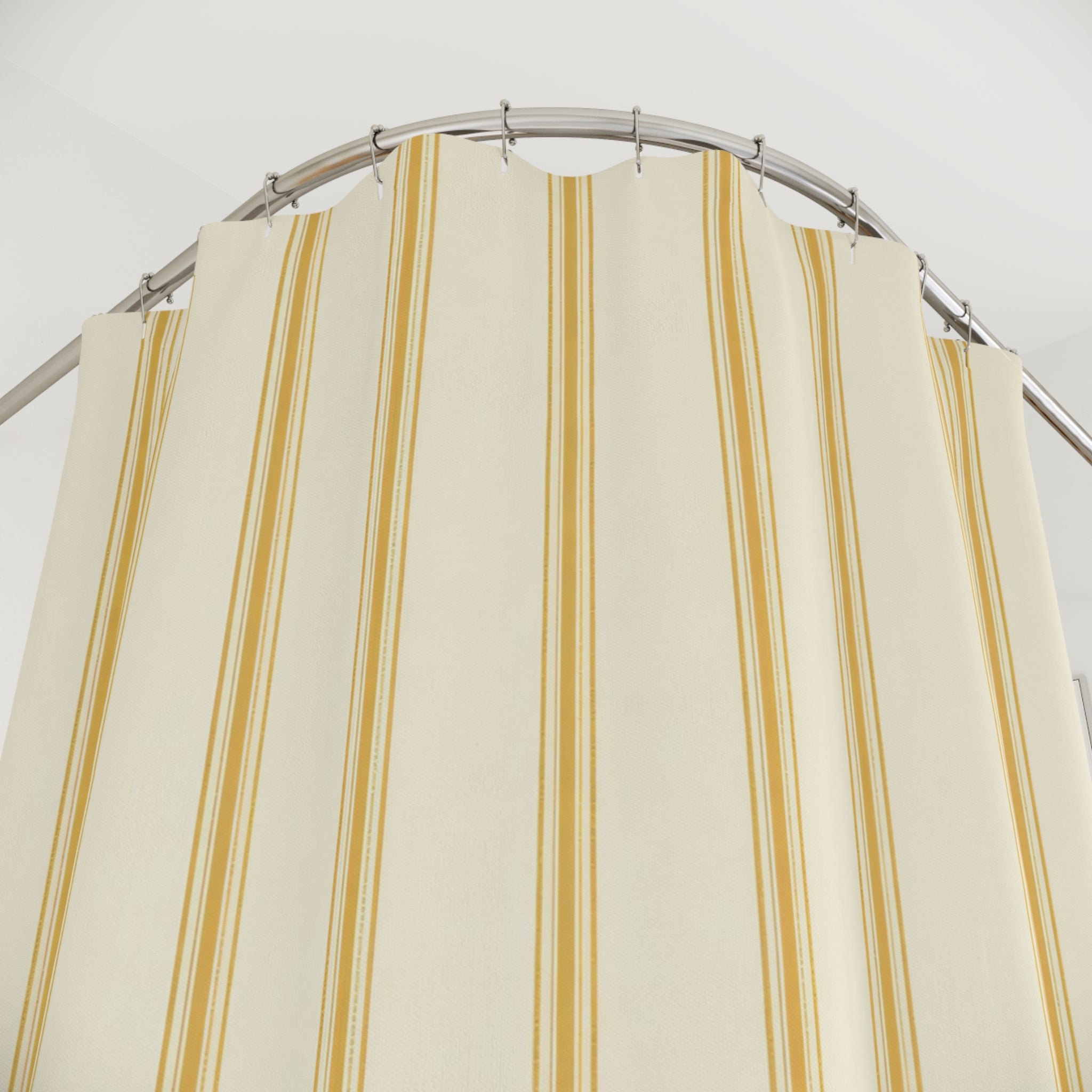Yellow Ticking Stripe Shower Curtain