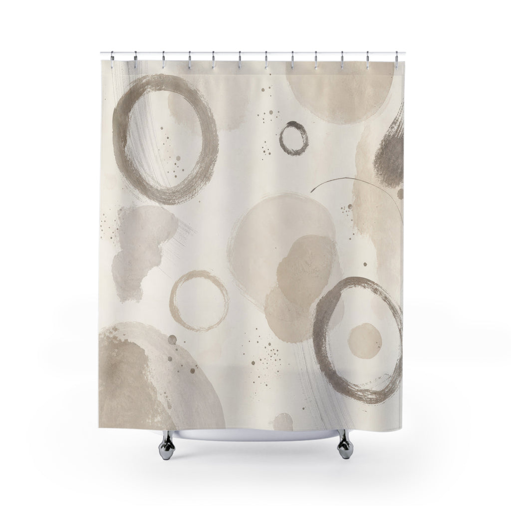 Off White Beige Circle Shower Curtain