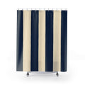 Navy Blue Cream Cabana Stripe Shower Curtain