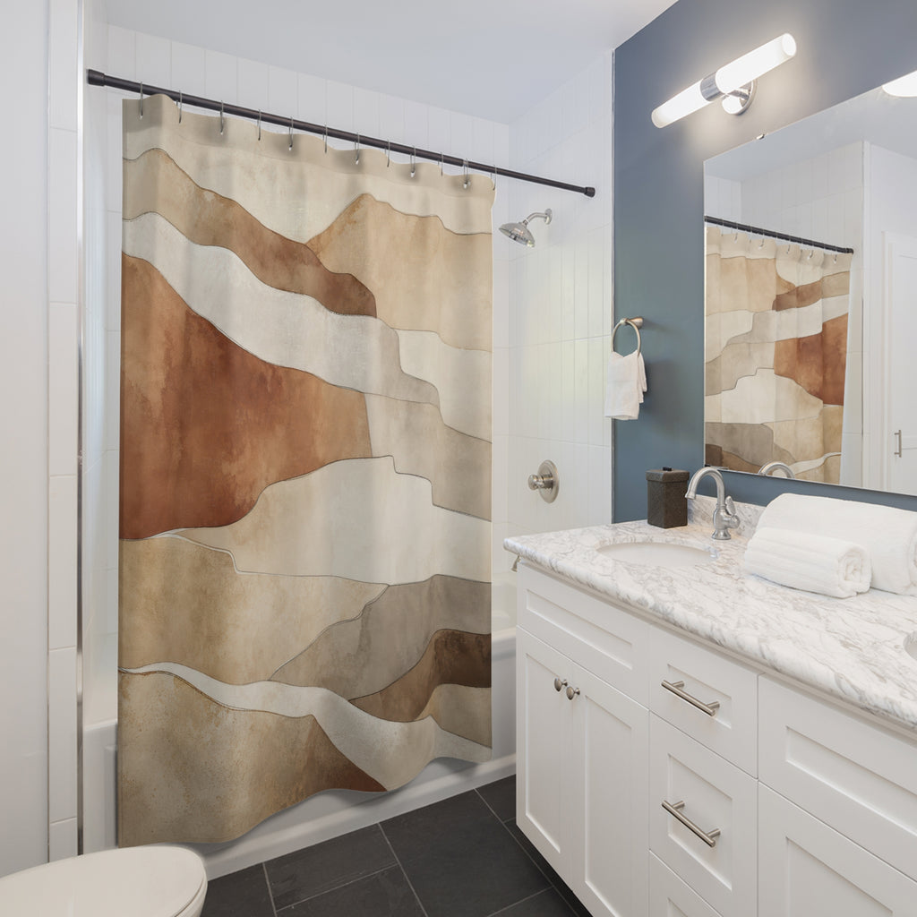 Warm Beige Abstract Landscape Shower Curtain
