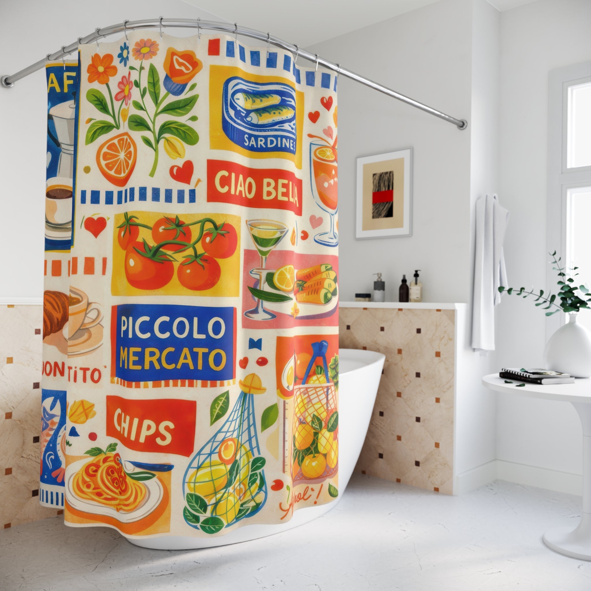 Mediterranean Food Art Shower Curtain