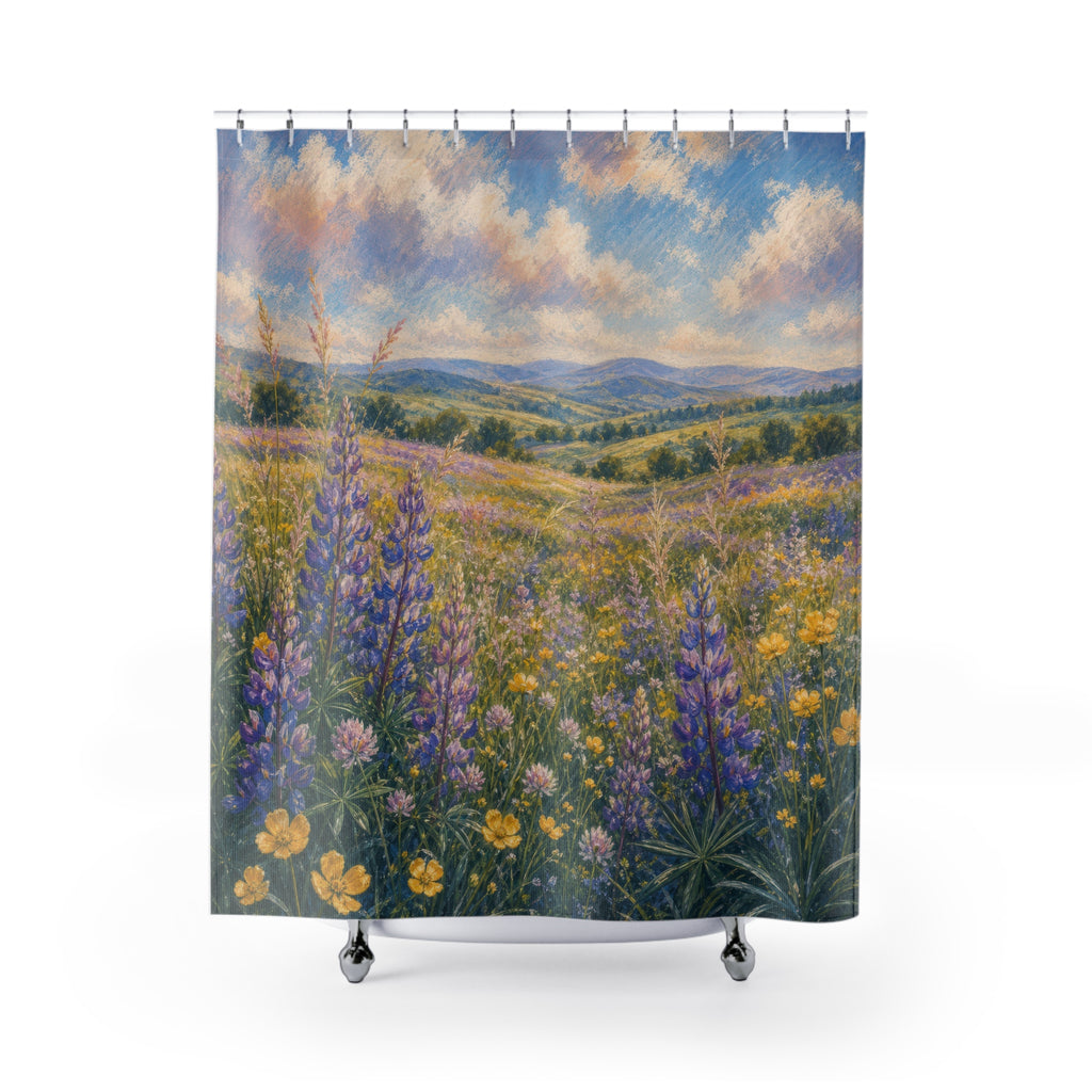 Chalk Pastel Spring Meadow Shower Curtain