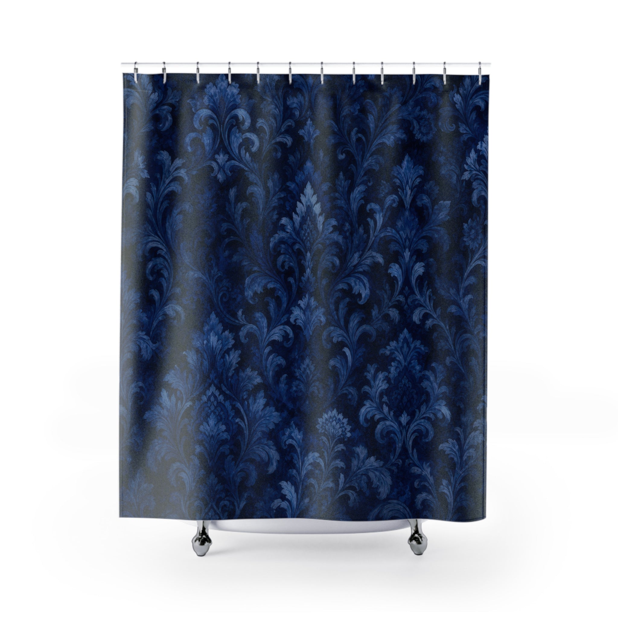 Navy Damask Shower Curtain