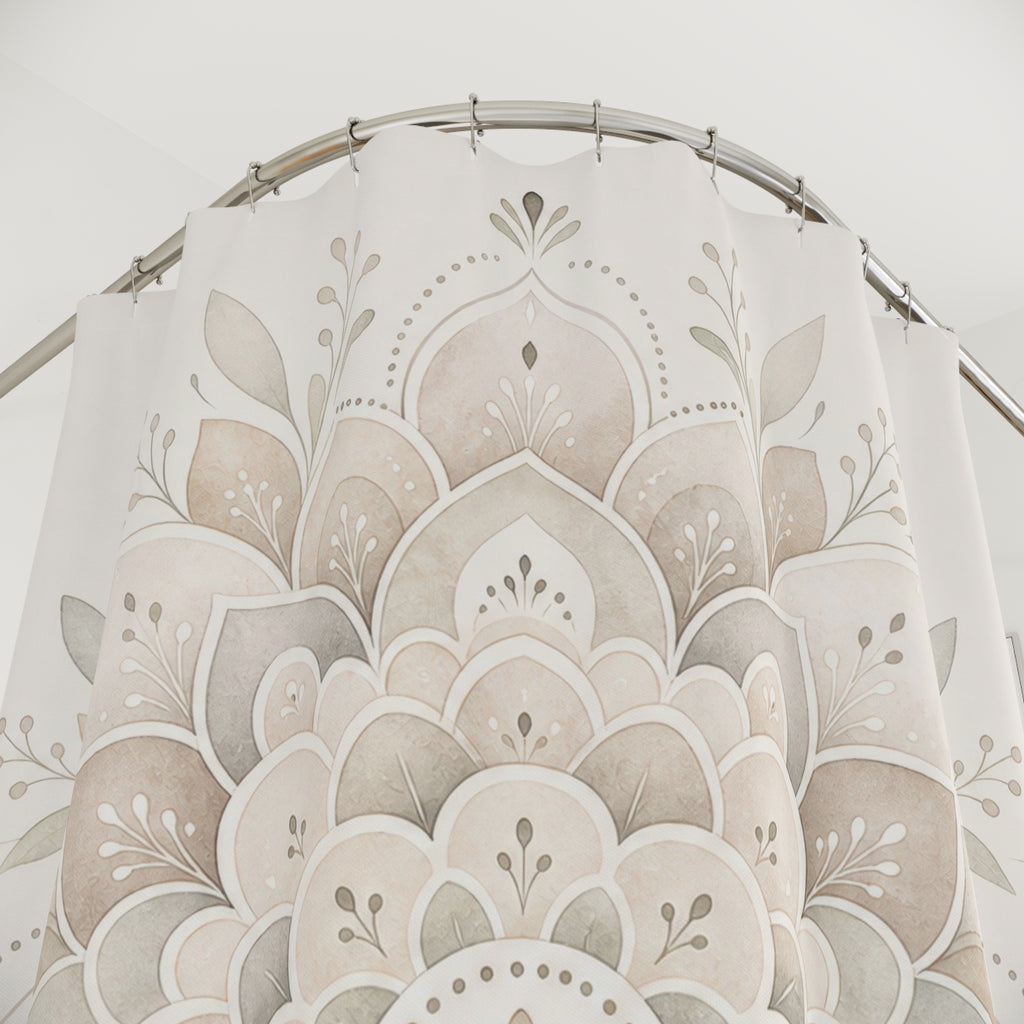 Cream Floral Medallion Shower Curtain