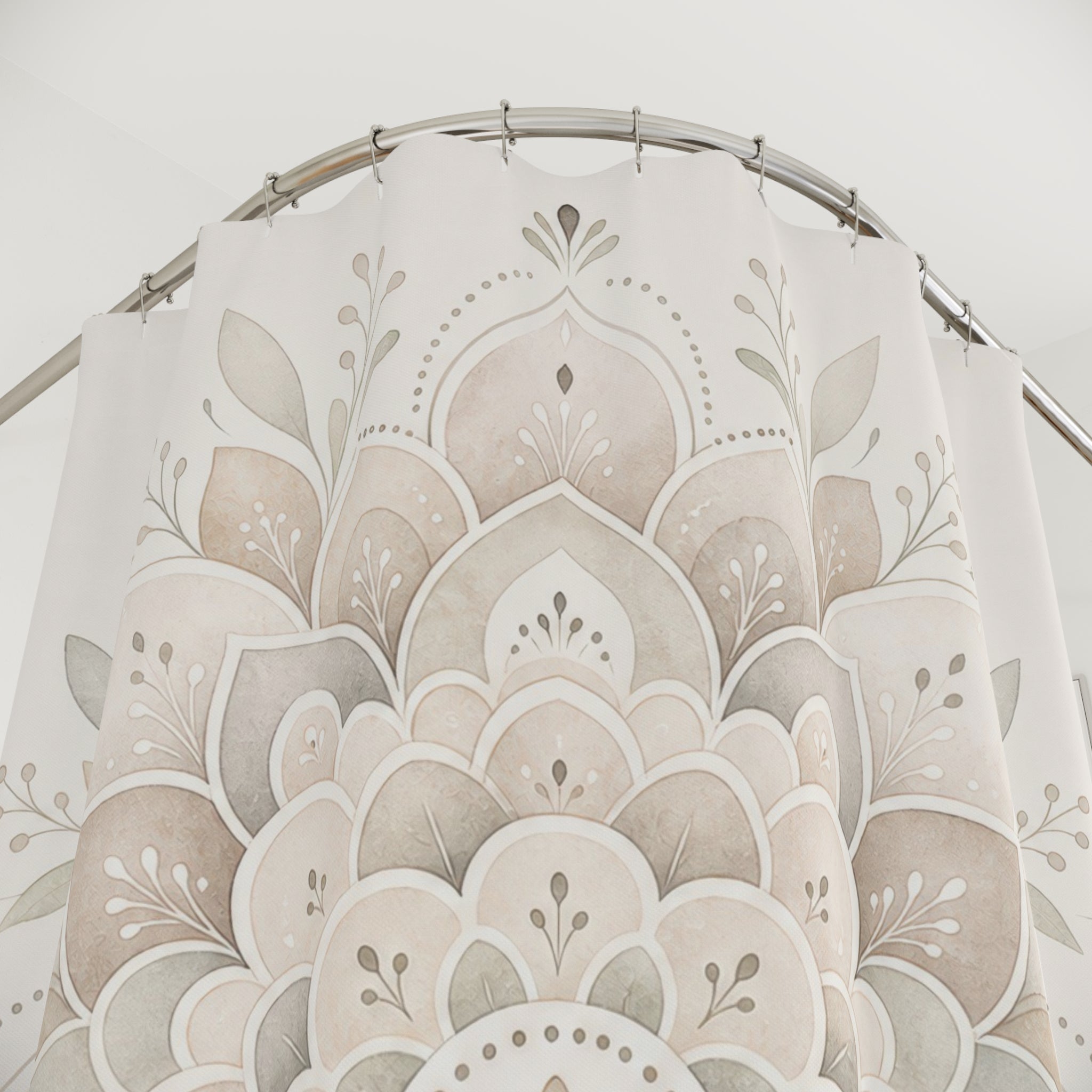 Cream Floral Medallion Shower Curtain