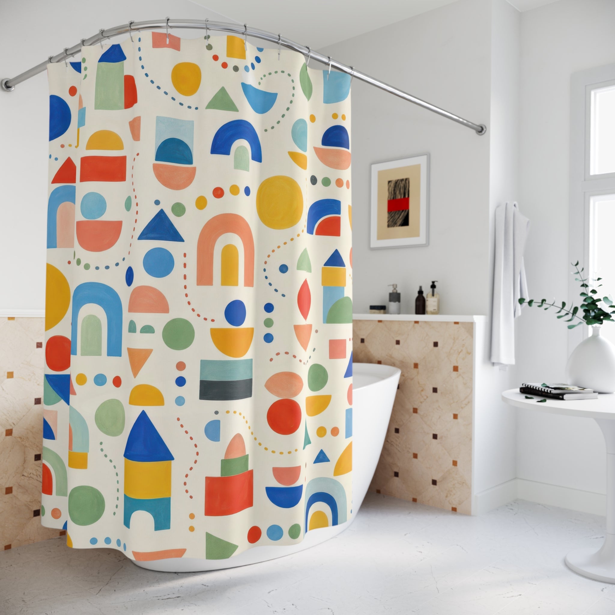 Kids Geometric Shower Curtain