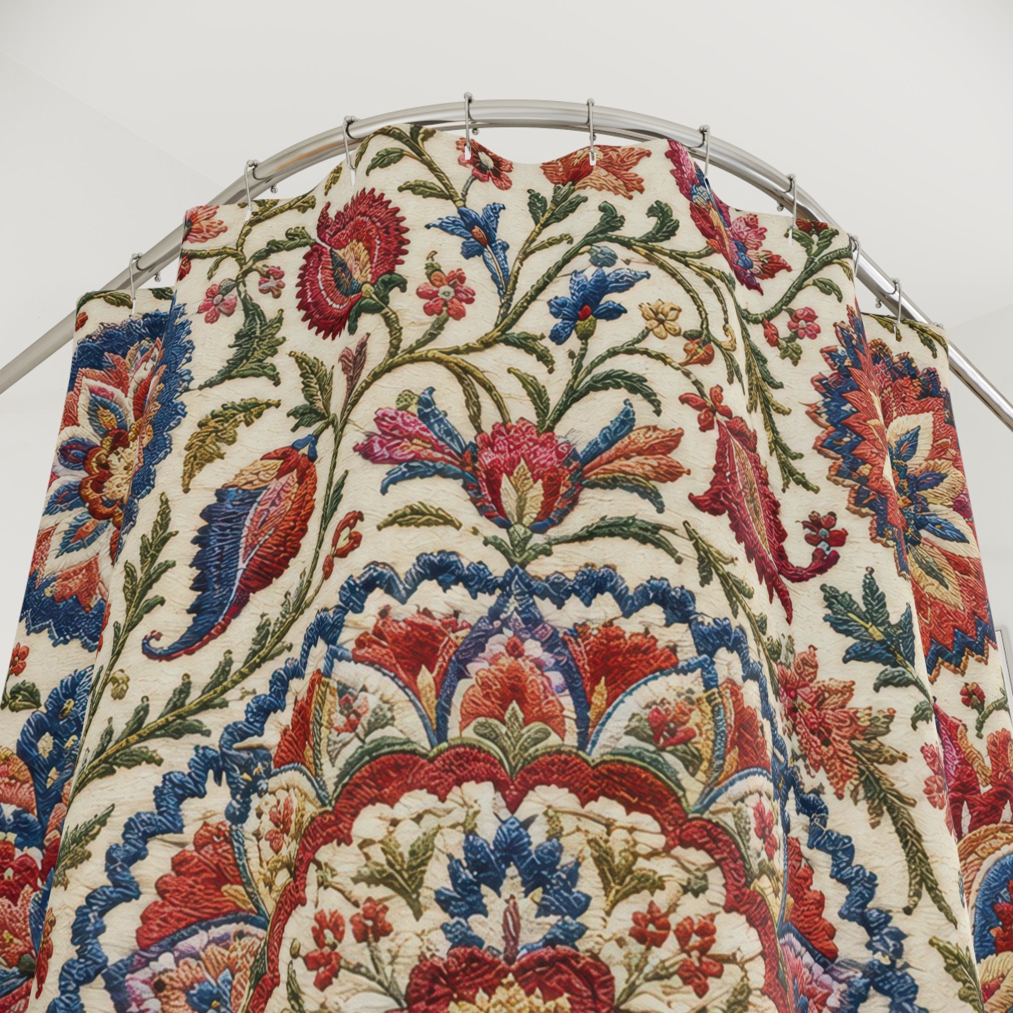 Suzani Shower Curtain: Boho Floral Mandala