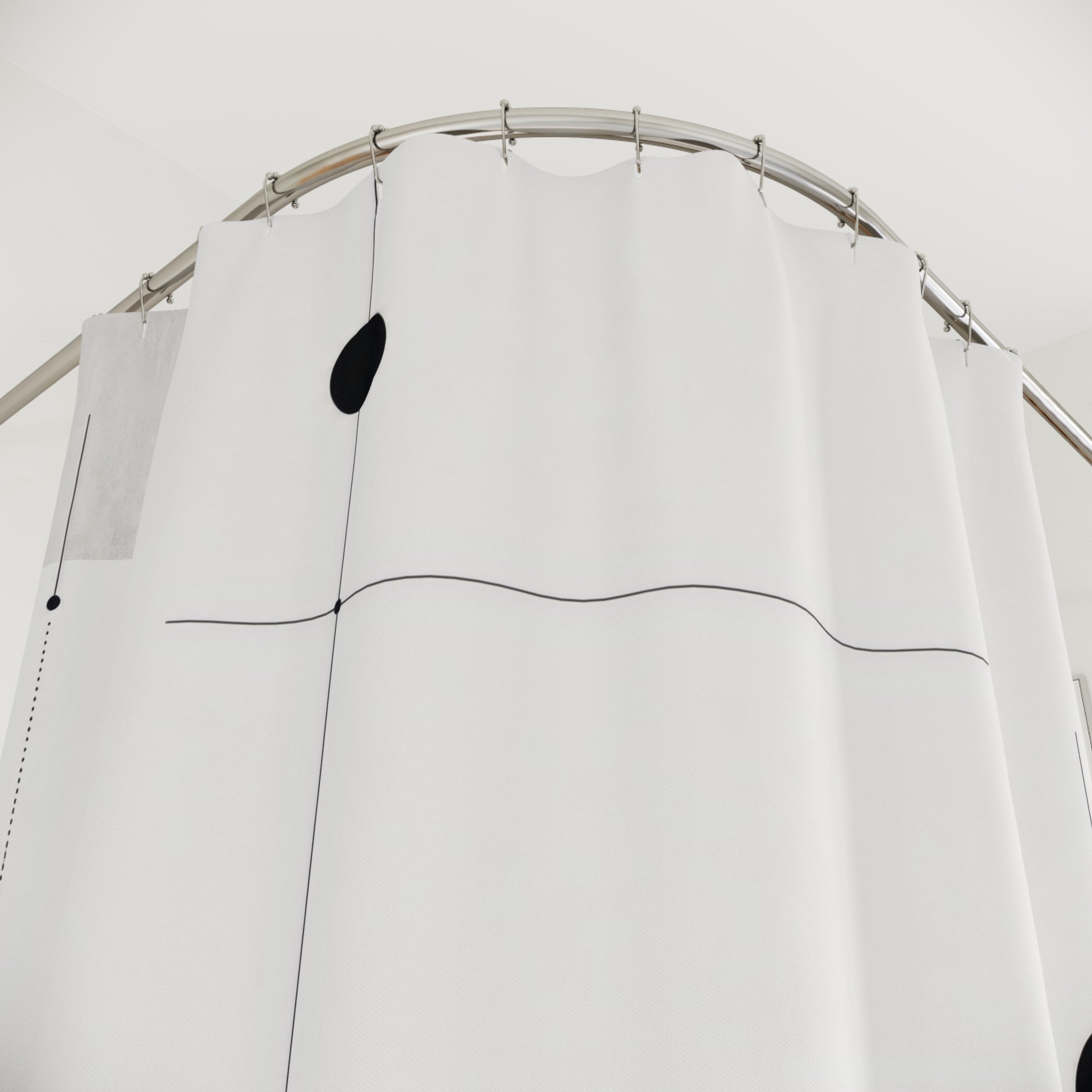Black White Line Dot Shower Curtain