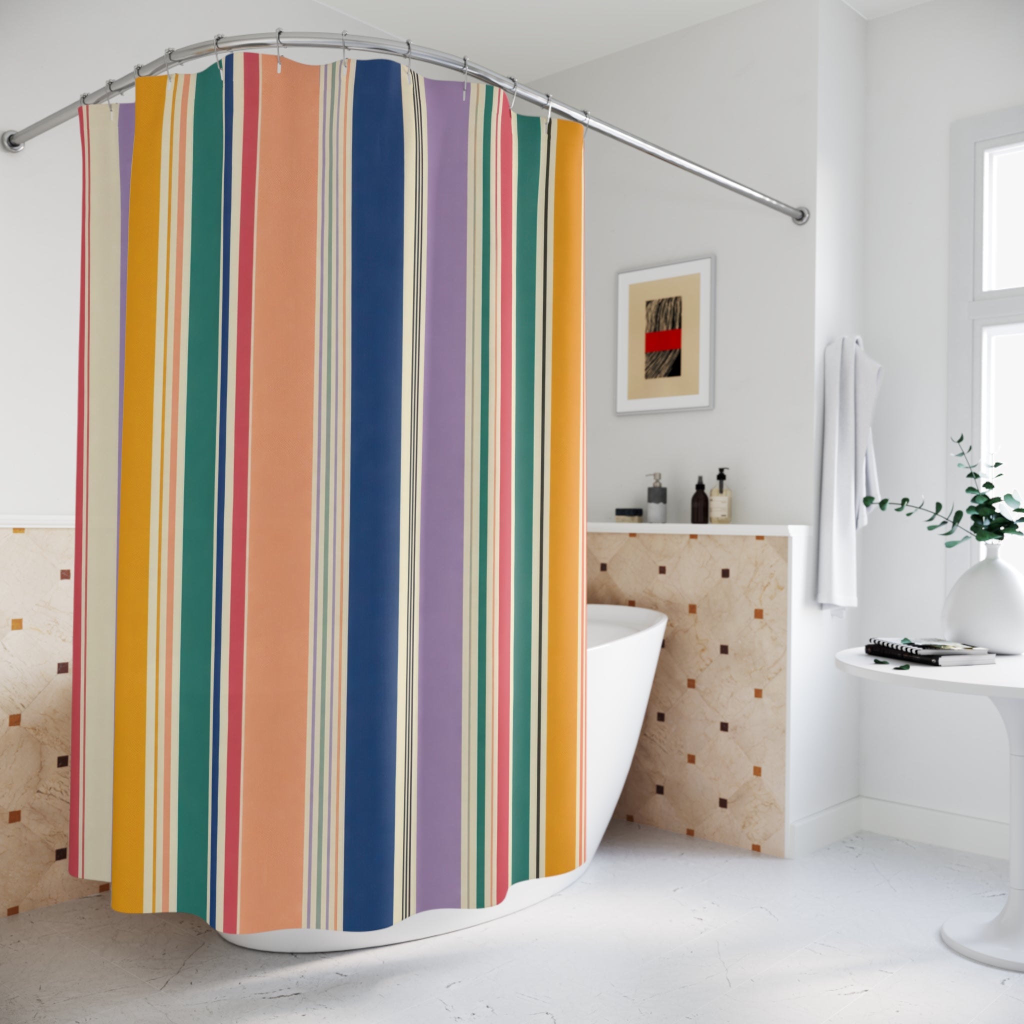 Rainbow Cabana Stripe Shower Curtain